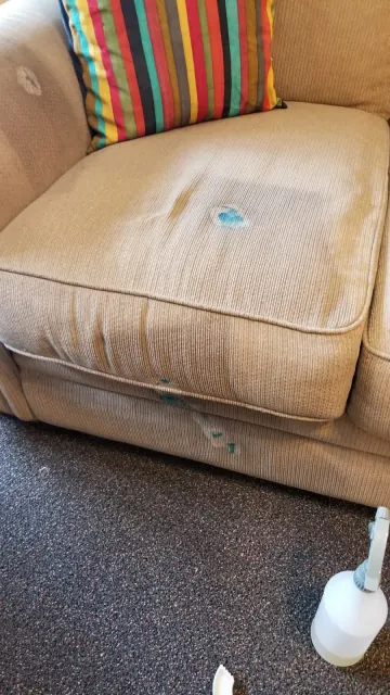 Sofa seat cushions before cleaning